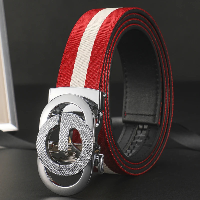 2026 wide 3.4cm Men's Belt Formal Leather Canvas Belt men,High Quality Metal Buckle Male Belt for men jeans work belt