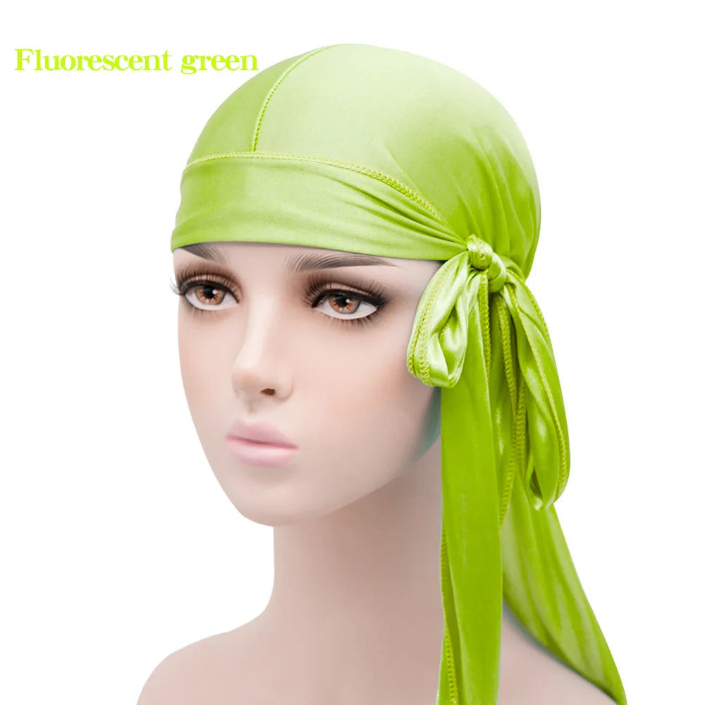 Solid Color Silk Satin Durag Headwear