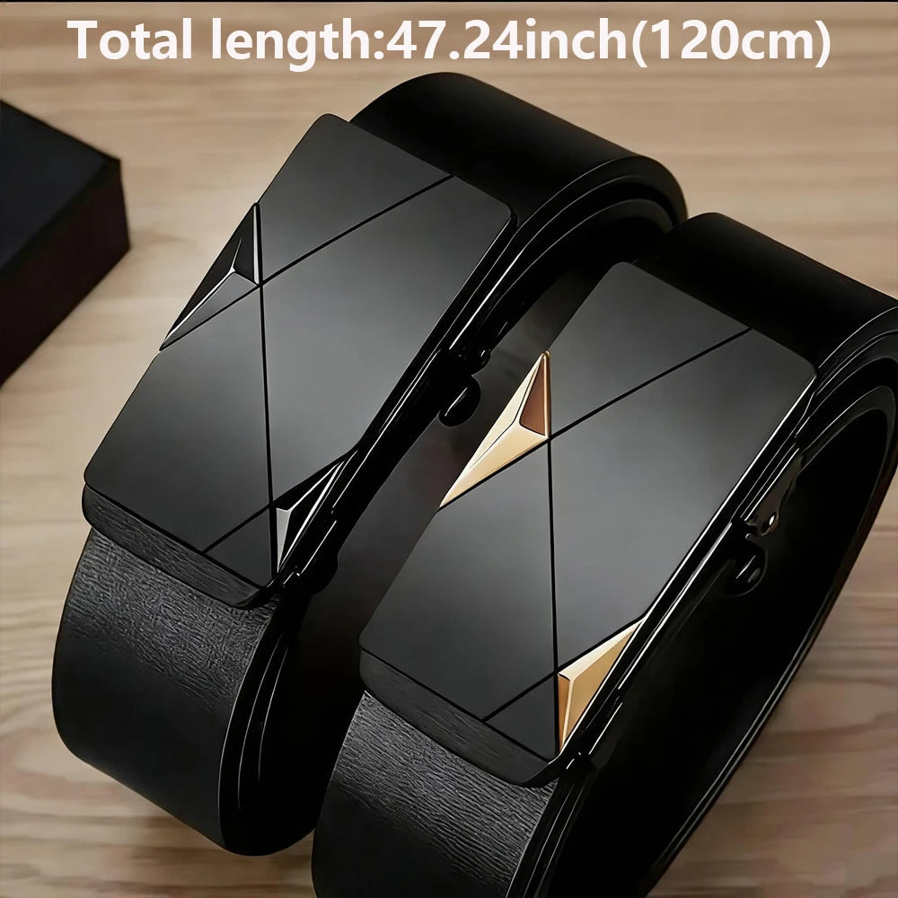 Stylish Men's PU Leather Belt Fashion Belts for Daily Leisure Festival Work Business Pants Automatic Metal Buckle Luxury Belts