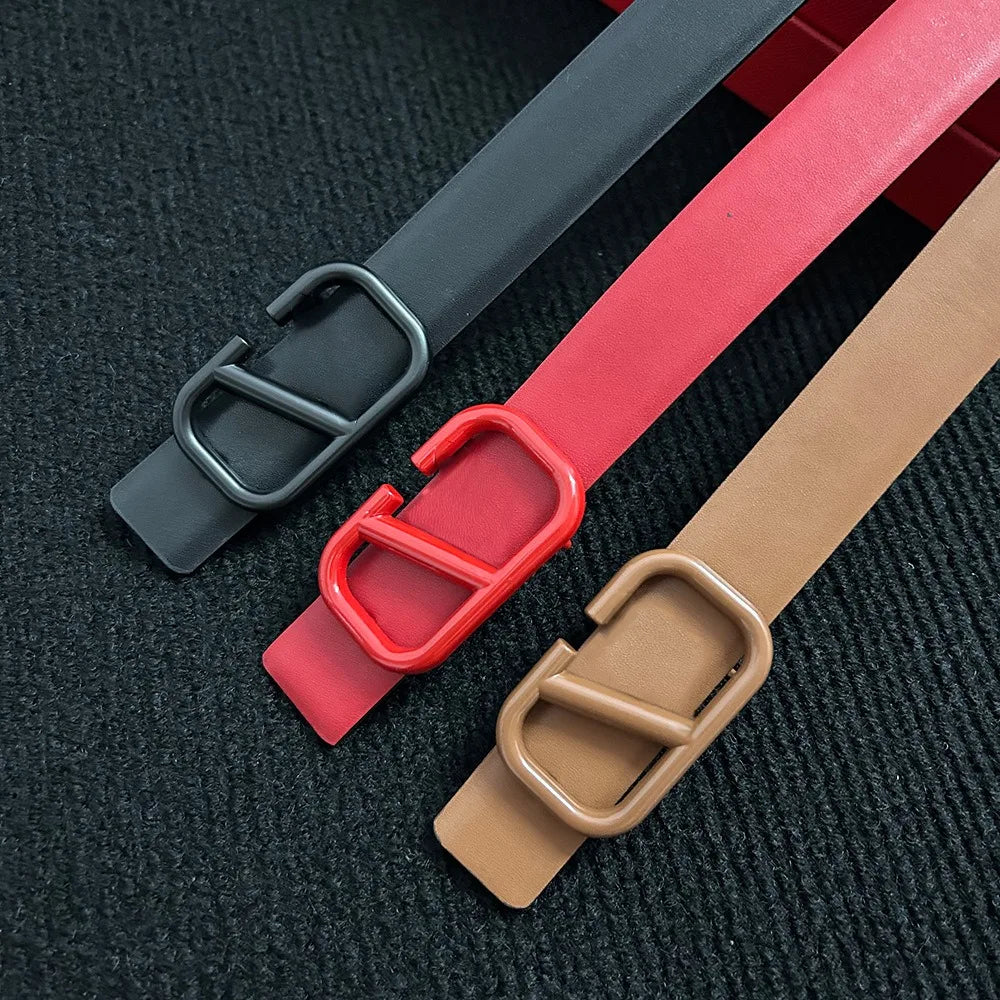 Women's ‌real Leather Belt, High-end Italian Brand Women's Belt, Personalized Business Belt, Versatile Fashion Accessory for Jeans. Suitable for Pairing with Dresses, Trendy Luxury Brand Girl Style Belt, Can Be Used on Both