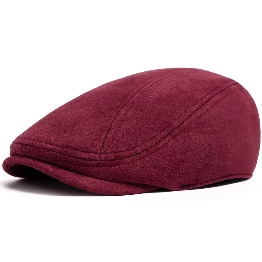 Suede Autumn Winter Beret Fashion Vintage Men Women Newsboy Hat