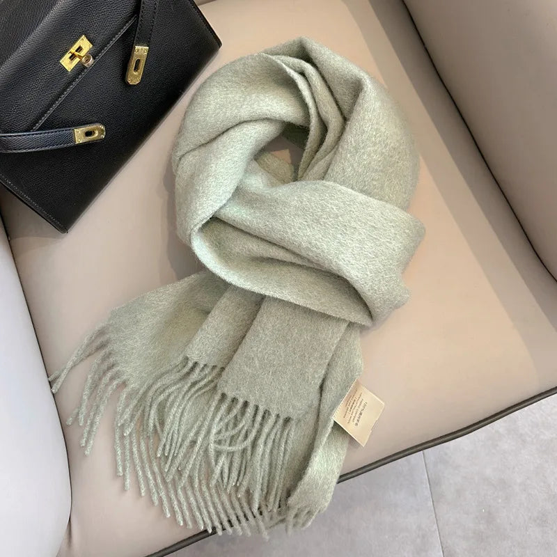 100% Wool Scarf Women Cashmere Shawl Solid Scarves
