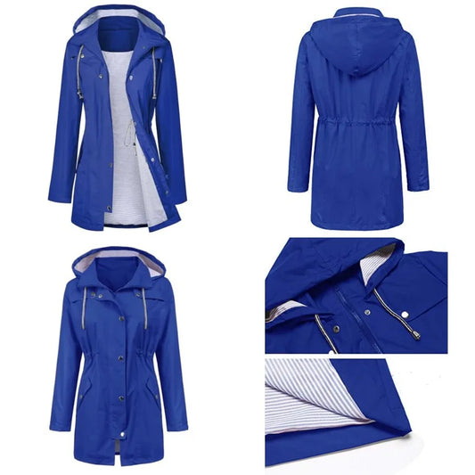 LOMON Raincoat Women Waterproof Long Hooded Trench Coats Lined Windbreaker Travel Jacket S-XXL