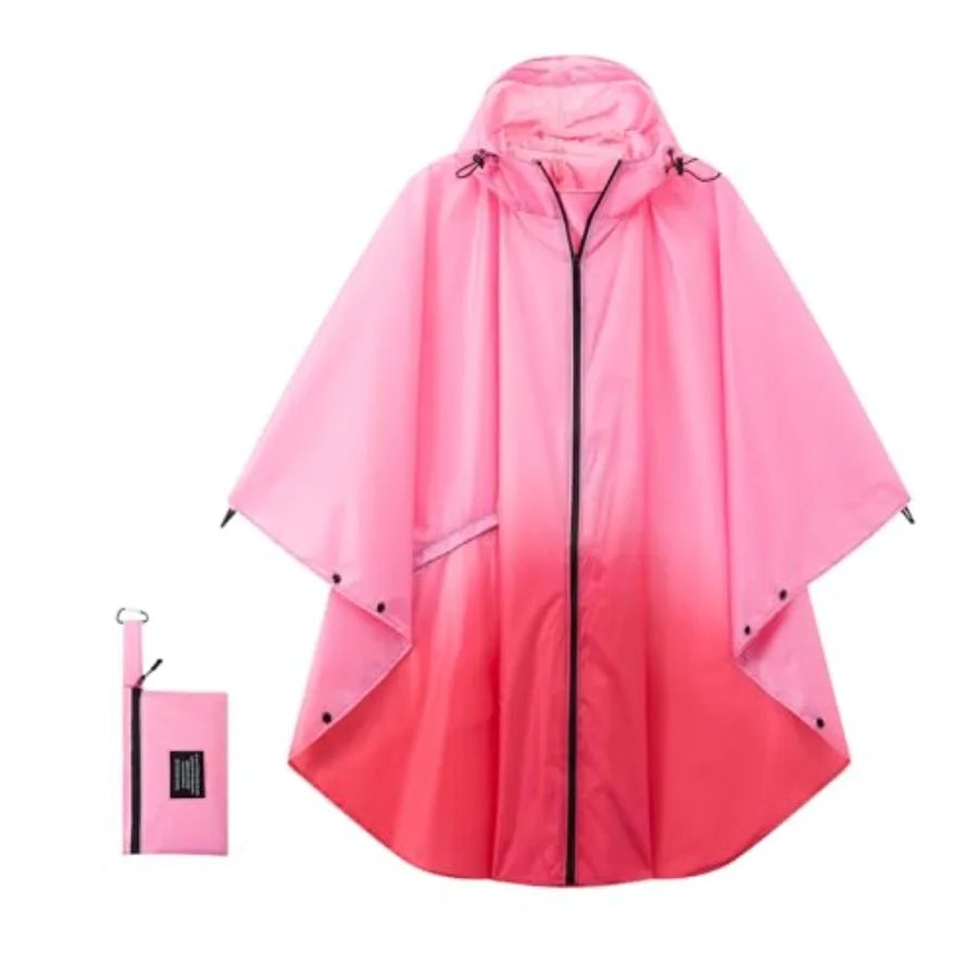 Hooded Rain Ponchos for Adult - Rain Coat and Rain Jacket with Waterproof Pocket and Zipper