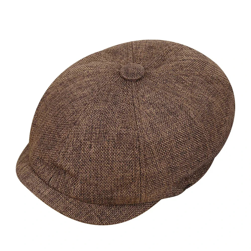 Men's Herringbone Tweed Hat Flat