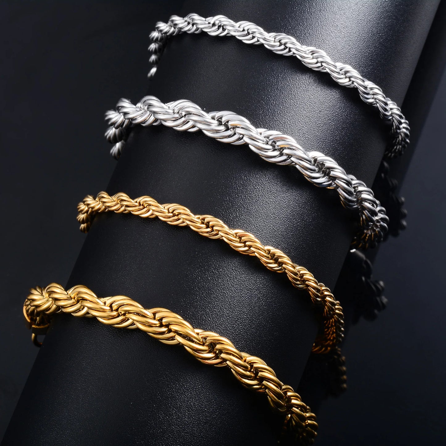 Stainless Steel Rope Chain Bracelet  Gold/Silver