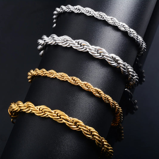 Stainless Steel Rope Chain Bracelet  Gold/Silver