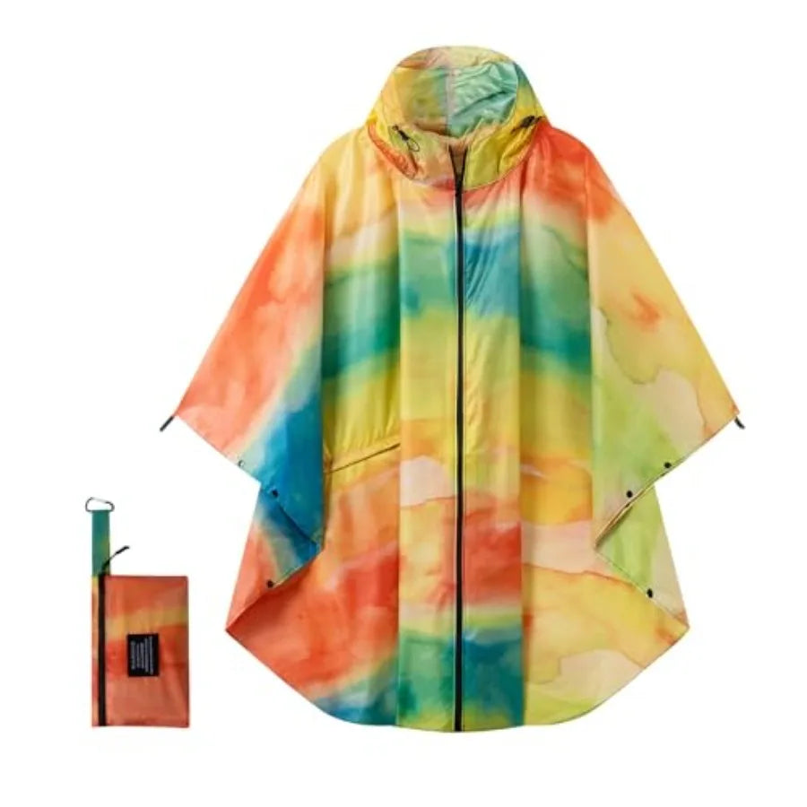 Hooded Rain Ponchos for Adult - Rain Coat and Rain Jacket with Waterproof Pocket and Zipper