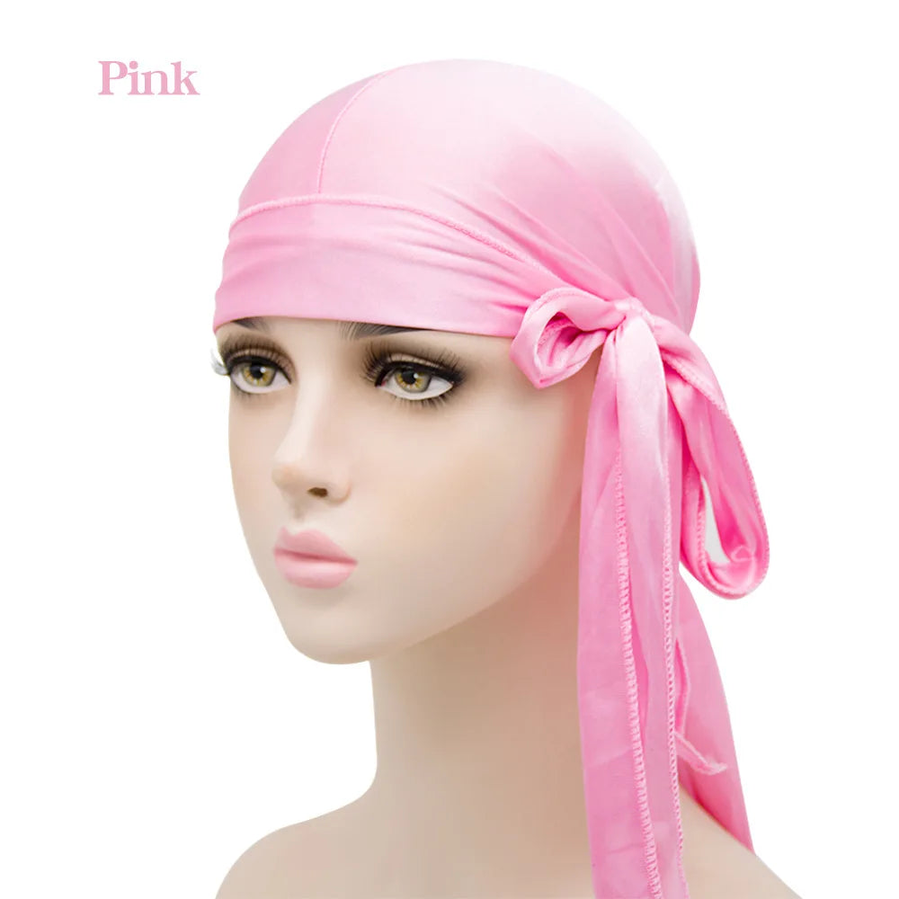Solid Color Silk Satin Durag Headwear