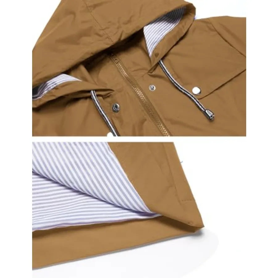 LOMON Raincoat Women Waterproof Long Hooded Trench Coats Lined Windbreaker Travel Jacket S-XXL