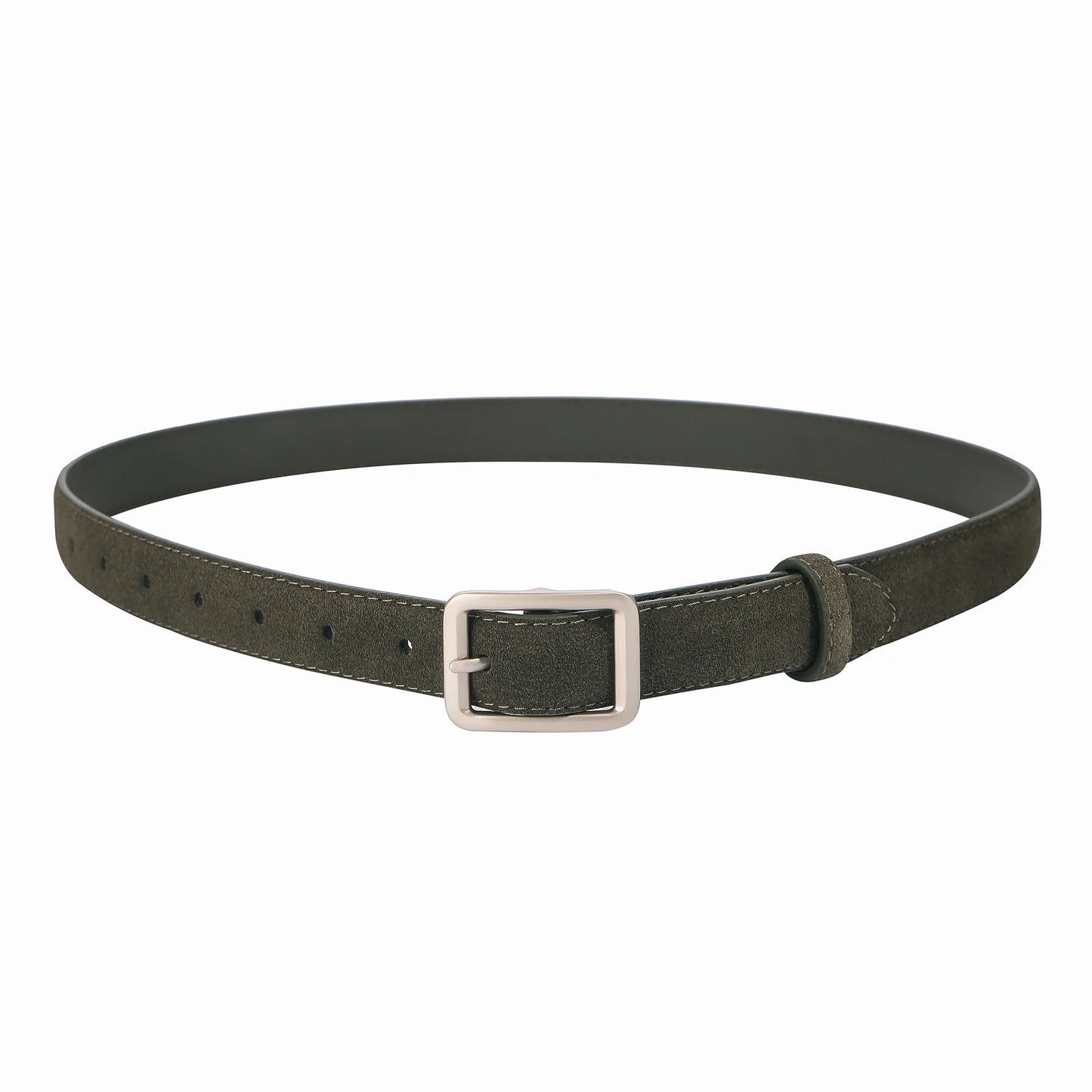 Fashion Women Suede Belt with Silver Square Buckle Leather Waist Accessory for Jeans Pants And Dress