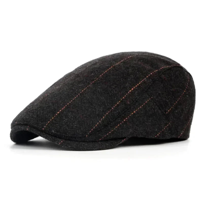 Men's Herringbone Tweed Hat Flat