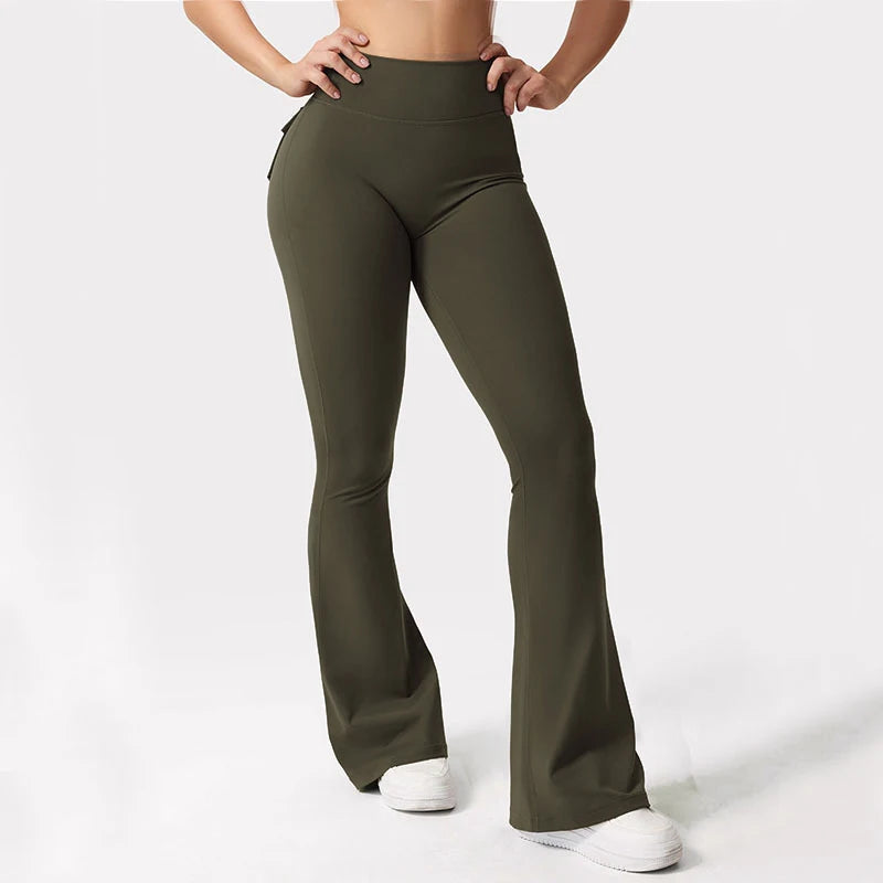 Yoga Flare Trousers, High-Waisted Tummy-Control