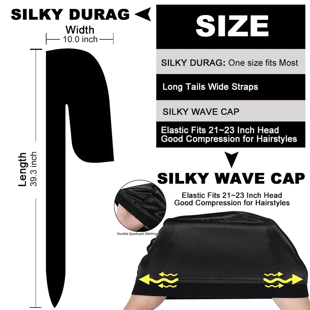 Solid Color Silk Satin Durag Headwear
