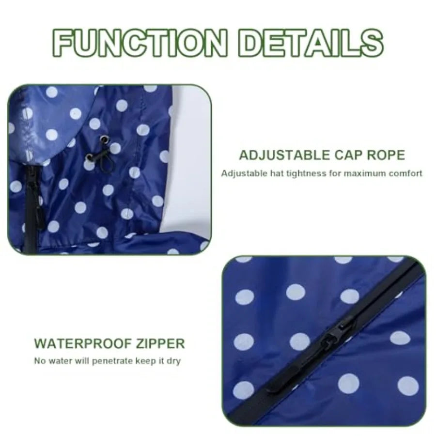 Hooded Rain Ponchos for Adult - Rain Coat and Rain Jacket with Waterproof Pocket and Zipper