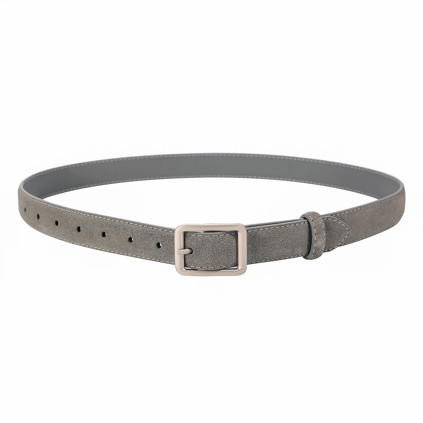 Fashion Women Suede Belt with Silver Square Buckle Leather Waist Accessory for Jeans Pants And Dress