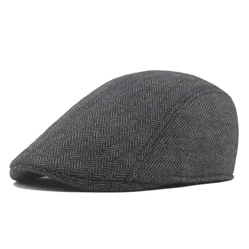 Men's Herringbone Tweed Hat Flat