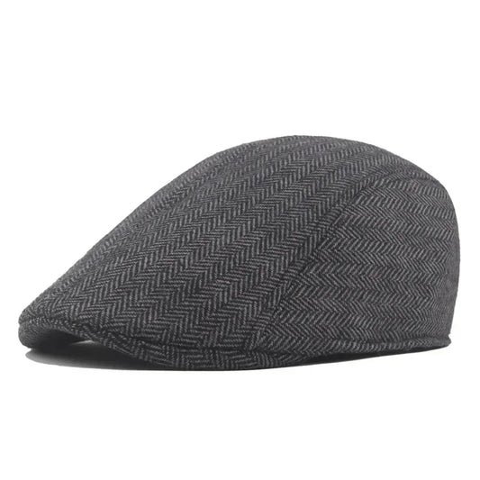 Men's Herringbone Tweed Hat Flat