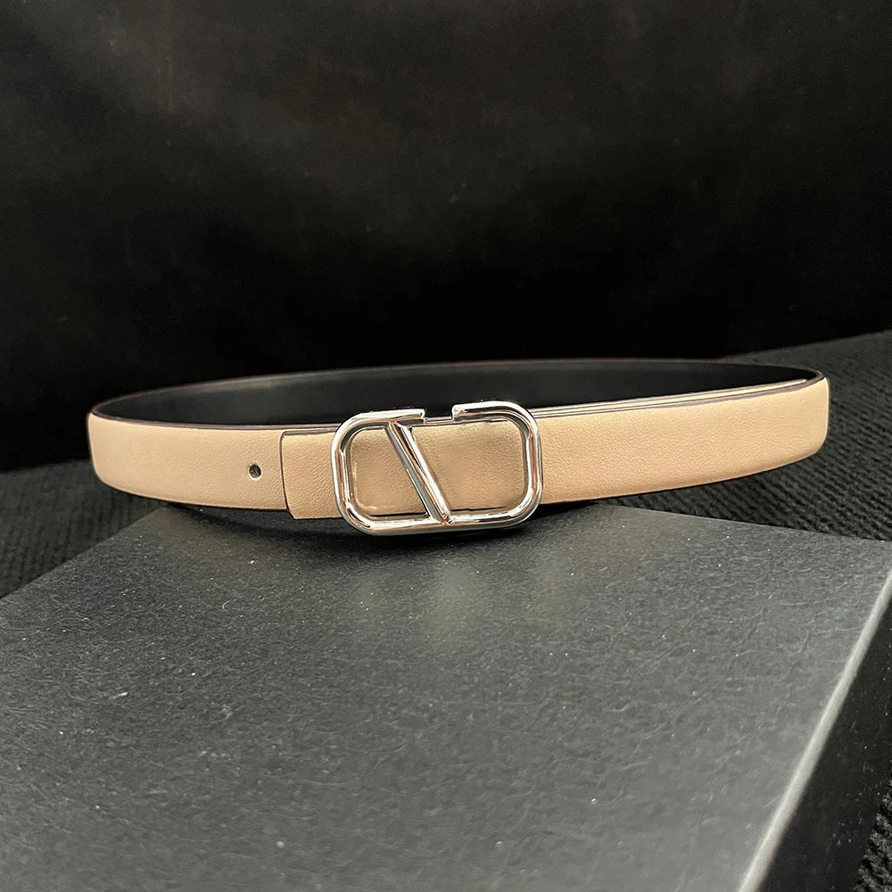 Women's ‌real Leather Belt, High-end Italian Brand Women's Belt, Personalized Business Belt, Versatile Fashion Accessory for Jeans. Suitable for Pairing with Dresses, Trendy Luxury Brand Girl Style Belt, Can Be Used on Both