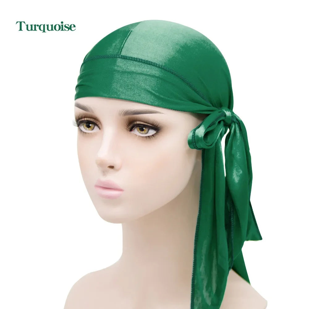 Solid Color Silk Satin Durag Headwear