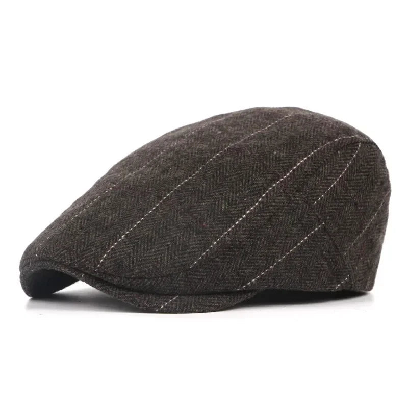Men's Herringbone Tweed Hat Flat
