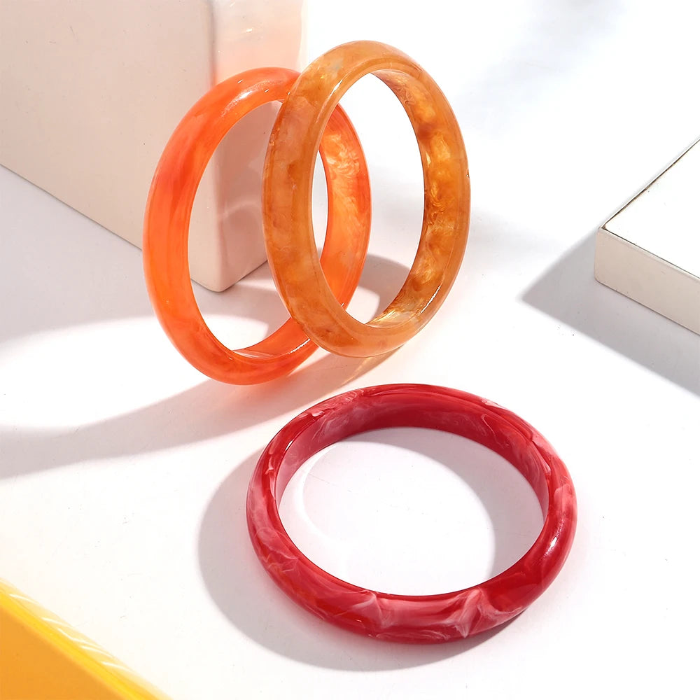 3pcs New Vintage Resin Acrylic Bangle Set