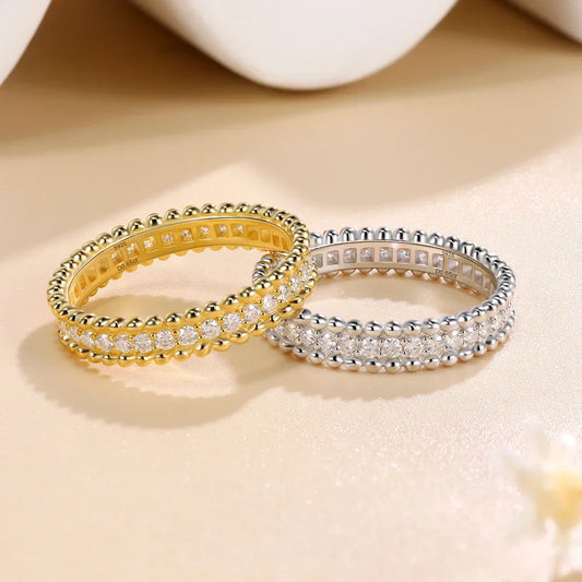 LinkerLove Moissanite Eternity Wedding Bands for Women Dating Couple Engagement Rings Sparkling 925 Sterling Silver Diamond Ring