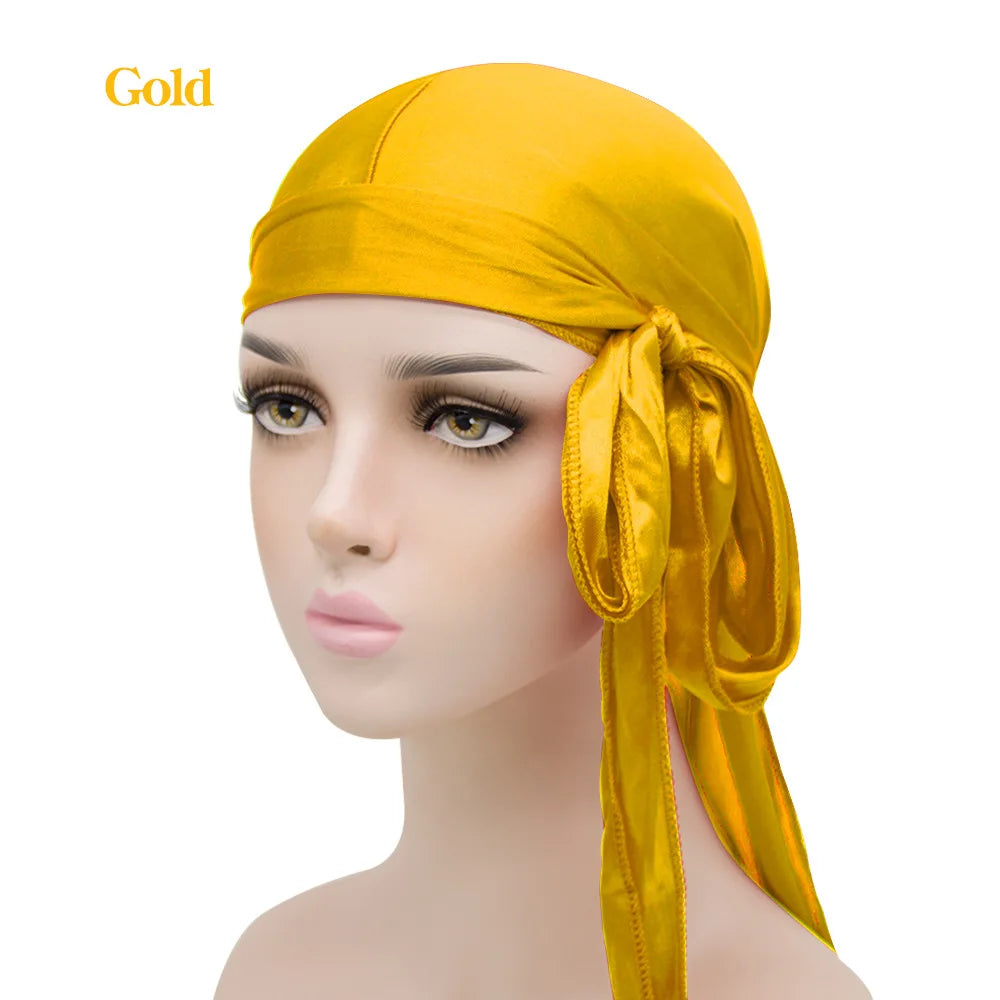 Solid Color Silk Satin Durag Headwear