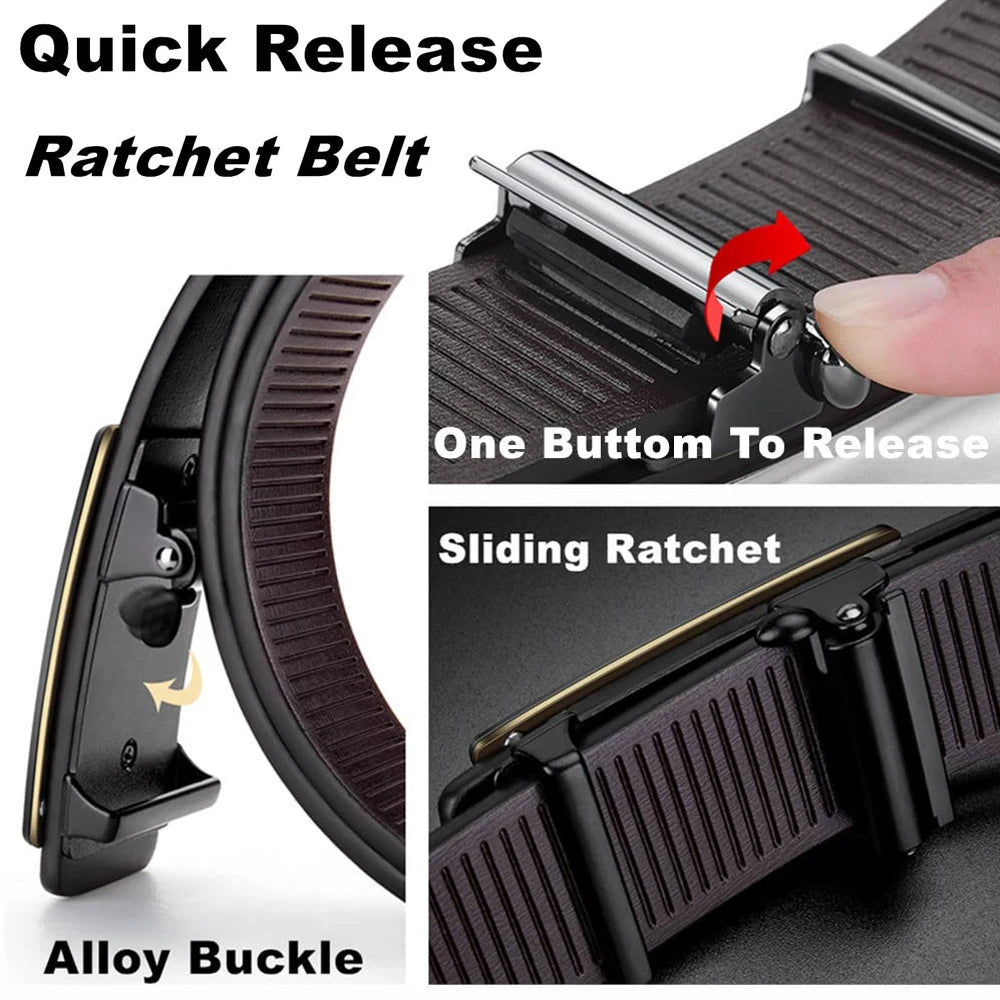 Stylish Men's PU Leather Belt Fashion Belts for Daily Leisure Festival Work Business Pants Automatic Metal Buckle Luxury Belts