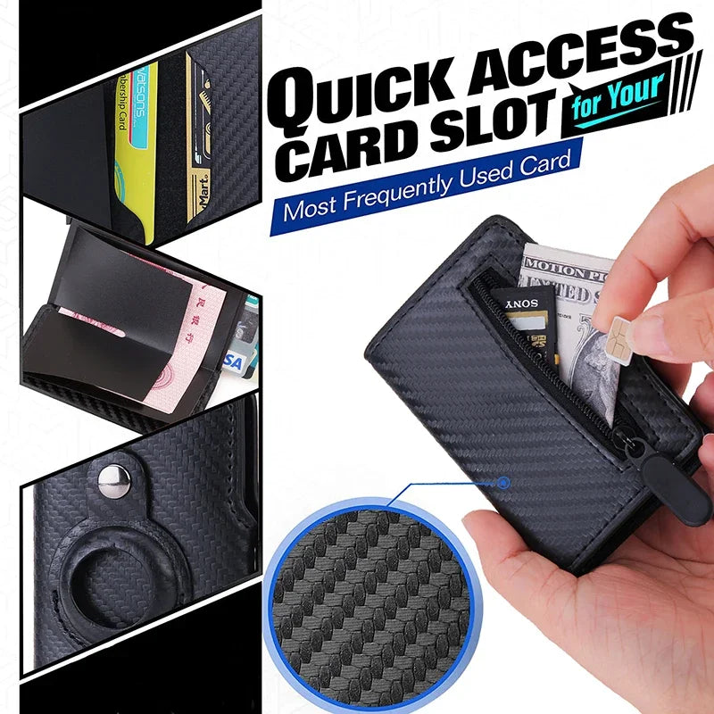 Carbon Fiber RFID Card Holder Airtag Wallet Tracker