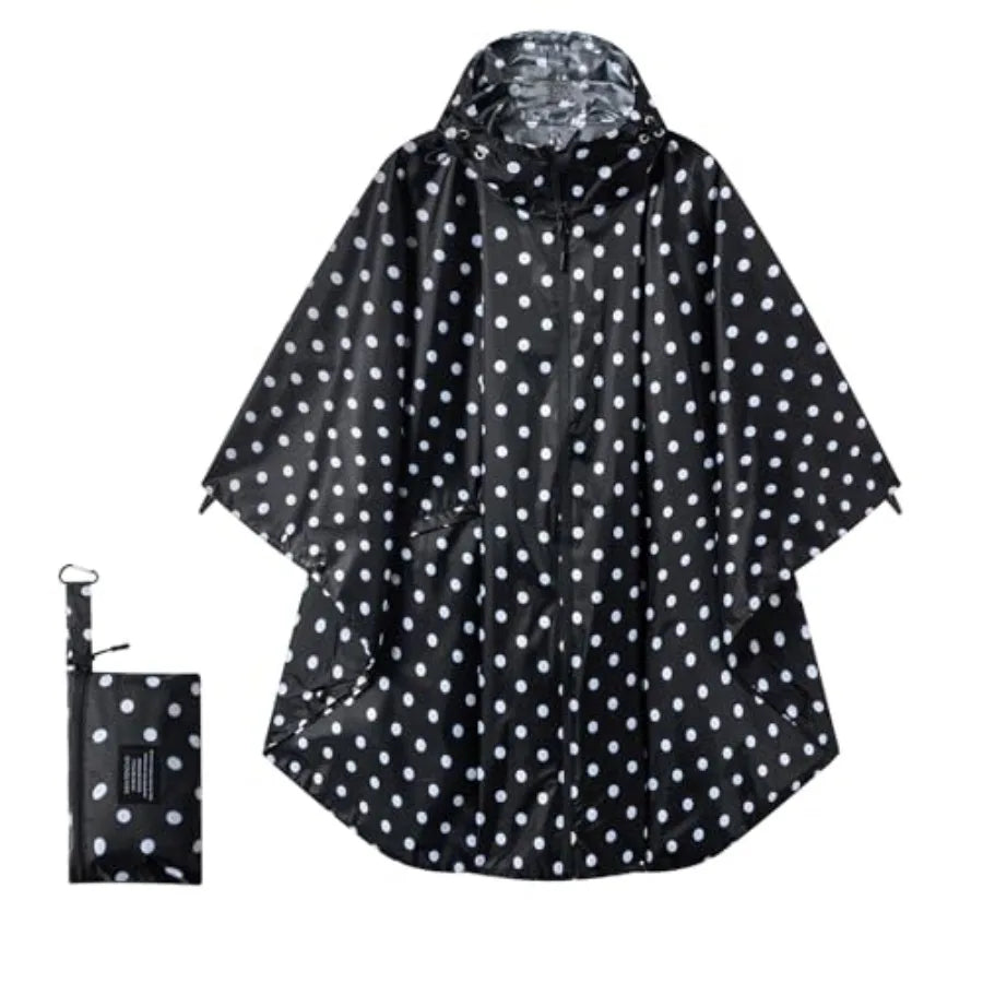 Hooded Rain Ponchos for Adult - Rain Coat and Rain Jacket with Waterproof Pocket and Zipper
