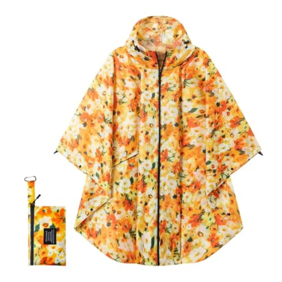 Hooded Rain Ponchos for Adult - Rain Coat and Rain Jacket with Waterproof Pocket and Zipper