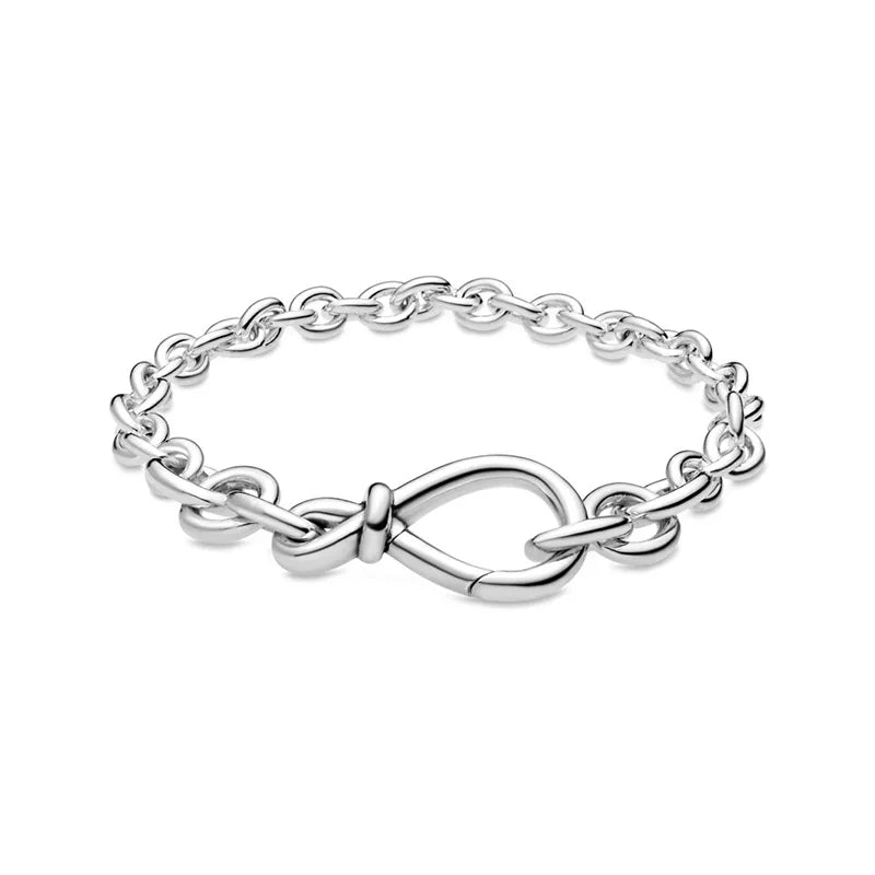 925 Sterling Silver Bracelet with Shiny Heart Shape – Leather Cord Bracelet with Clasp