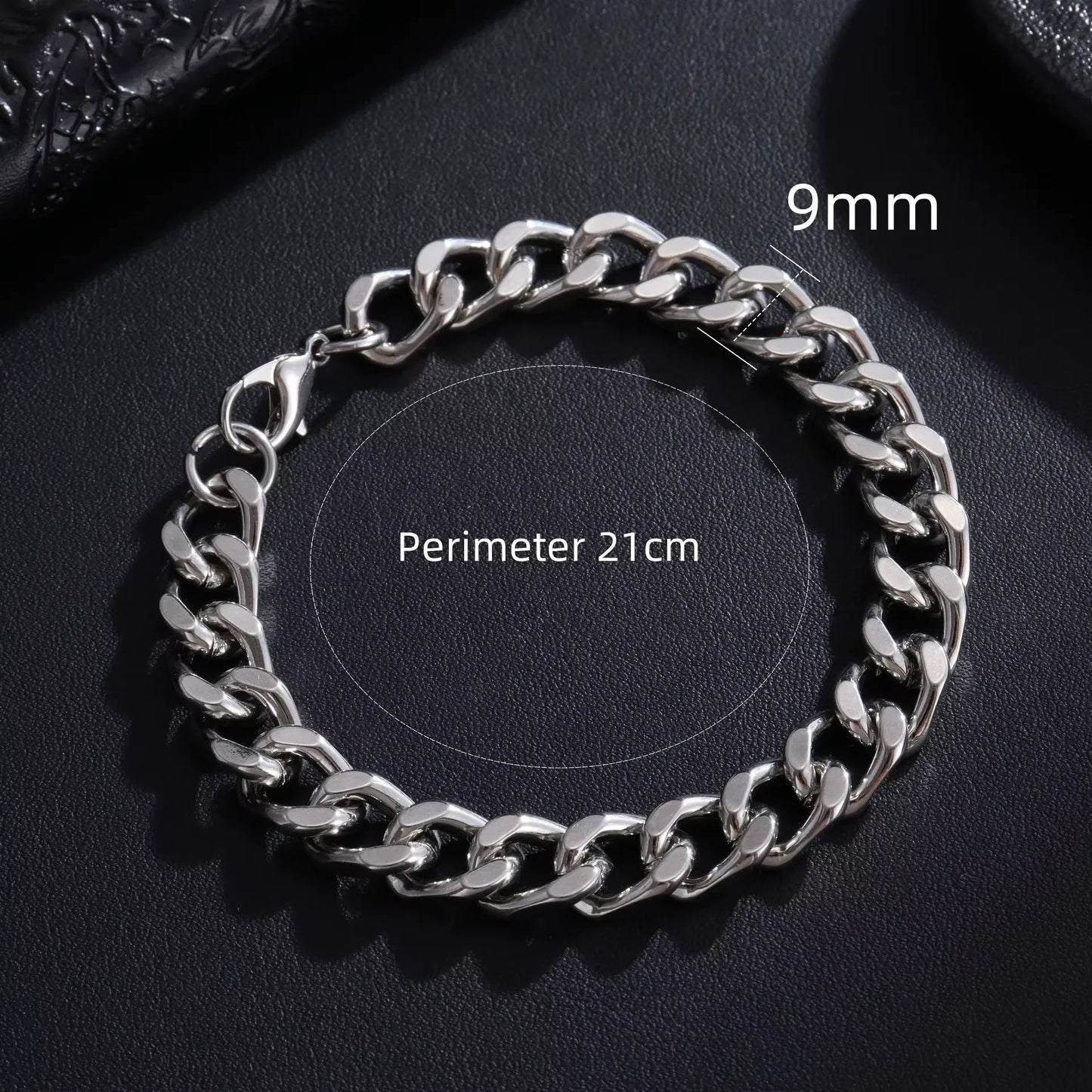 New Trendy Cuban Chain Bracelet Classic Stainless Steel 3/5/7/9mm Width