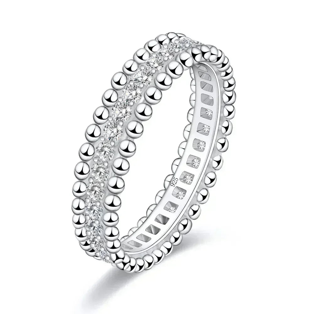 LinkerLove Moissanite Eternity Wedding Bands for Women Dating Couple Engagement Rings Sparkling 925 Sterling Silver Diamond Ring