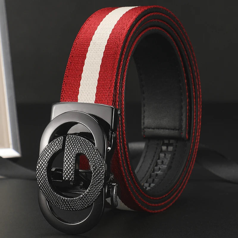 2026 wide 3.4cm Men's Belt Formal Leather Canvas Belt men,High Quality Metal Buckle Male Belt for men jeans work belt