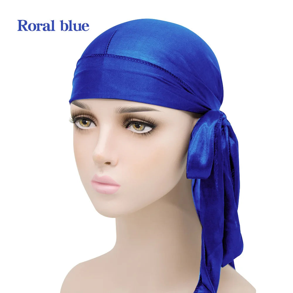 Solid Color Silk Satin Durag Headwear