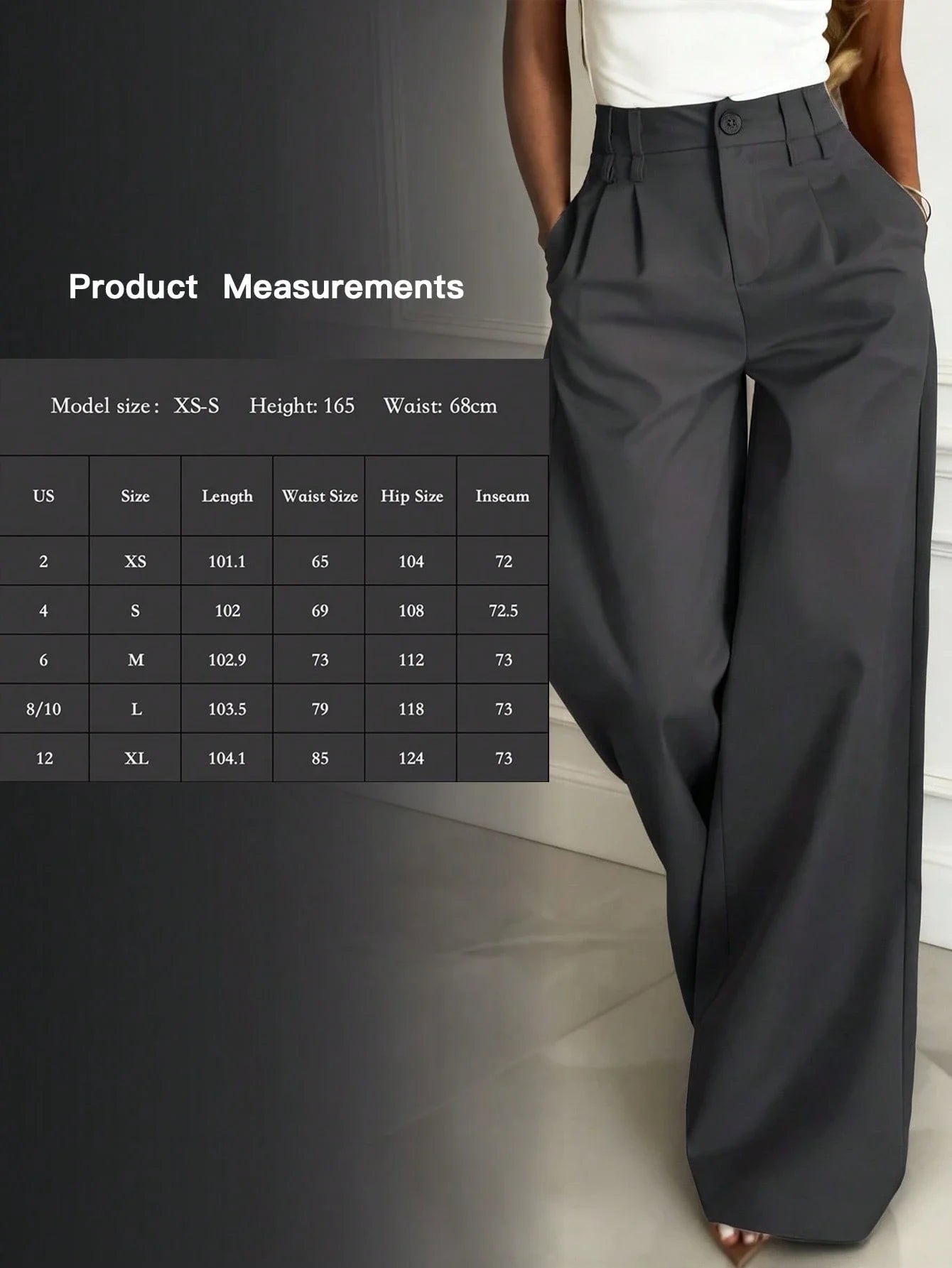 Women's Wide Leg Pants Loose Straight Fit Solid Color High Waist Casual Office Daily Wear