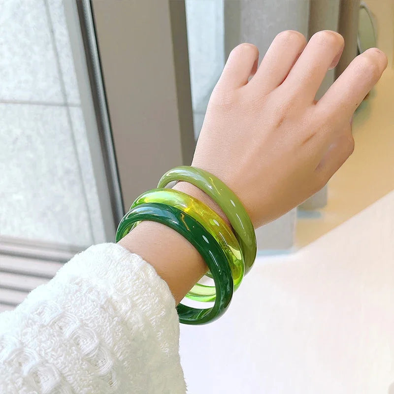 3pcs New Vintage Resin Acrylic Bangle Set