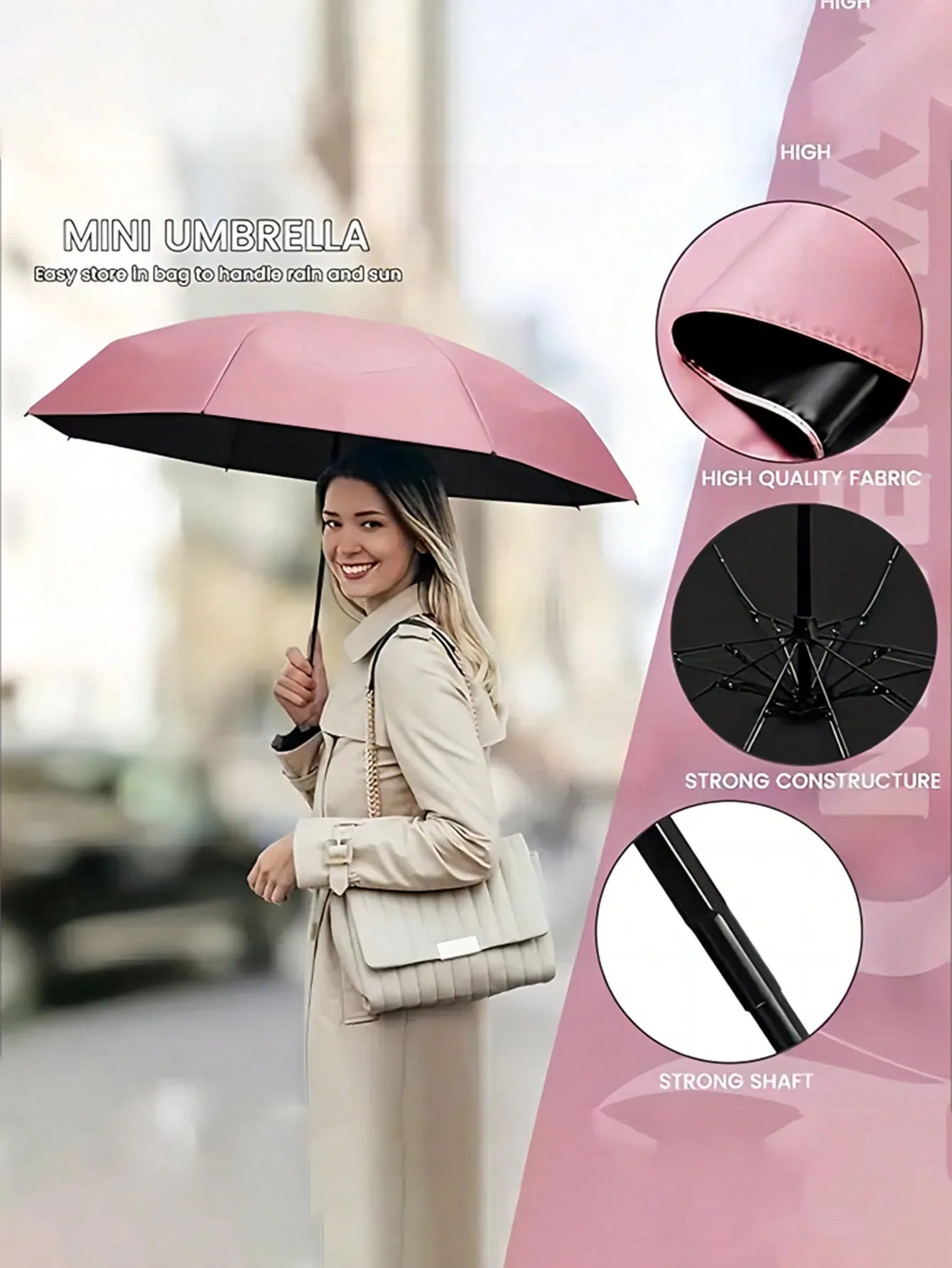 1pc Mini Folding Umbrella, Pocket-Sized Waterproof Portable Travel Umbrella, Sunshade Umbrella, Women's UV Protection Umbrella, 2-In-1 Mini Six-Fold Ultra-Light Portable Umbrella, Mini Travel Umbrella, Sunny & Rainy Dual-Use