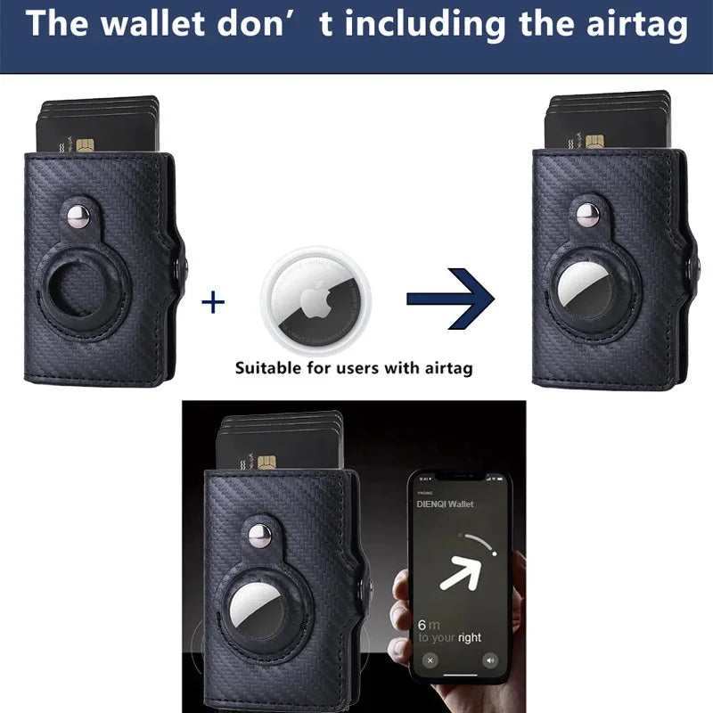 Carbon Fiber RFID Card Holder Airtag Wallet Tracker
