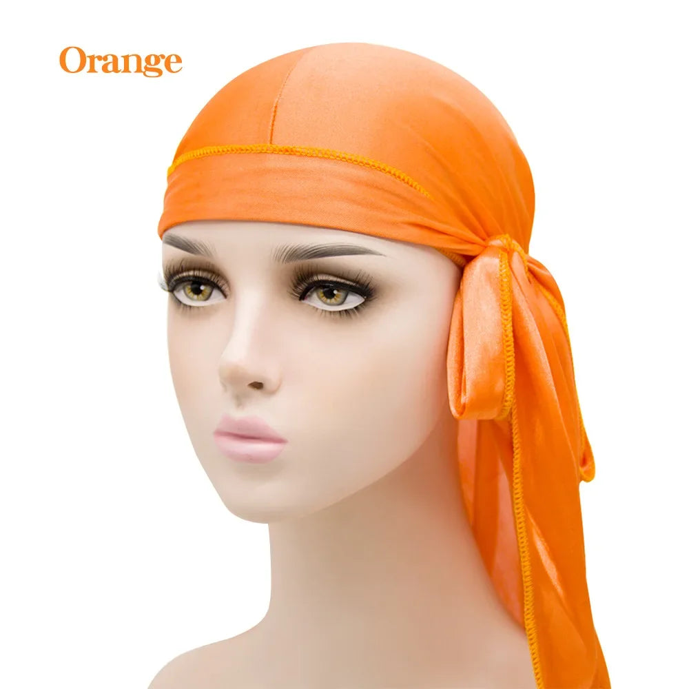 Solid Color Silk Satin Durag Headwear