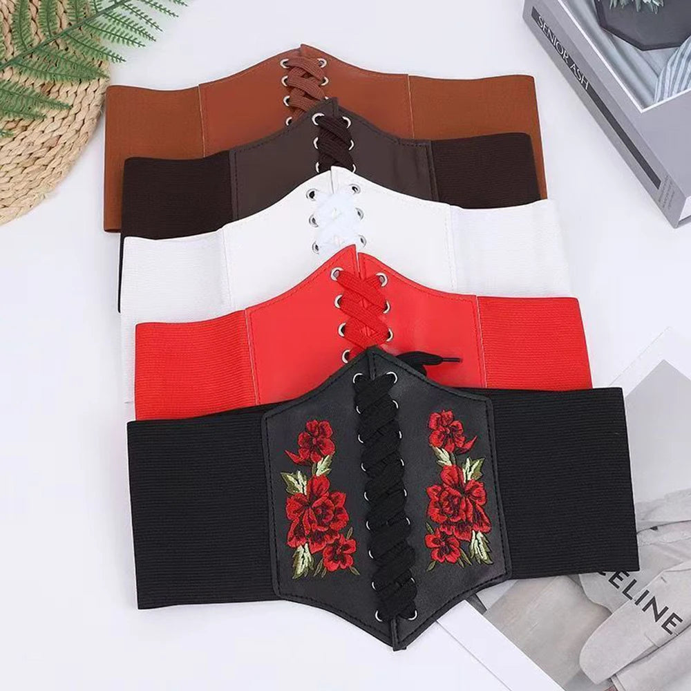 Women's Corset Body Shapewear Sexy Wide Leather Belt Cummerbunds Strap Belts for Women High Waist Slimming Corsets and Bustiers