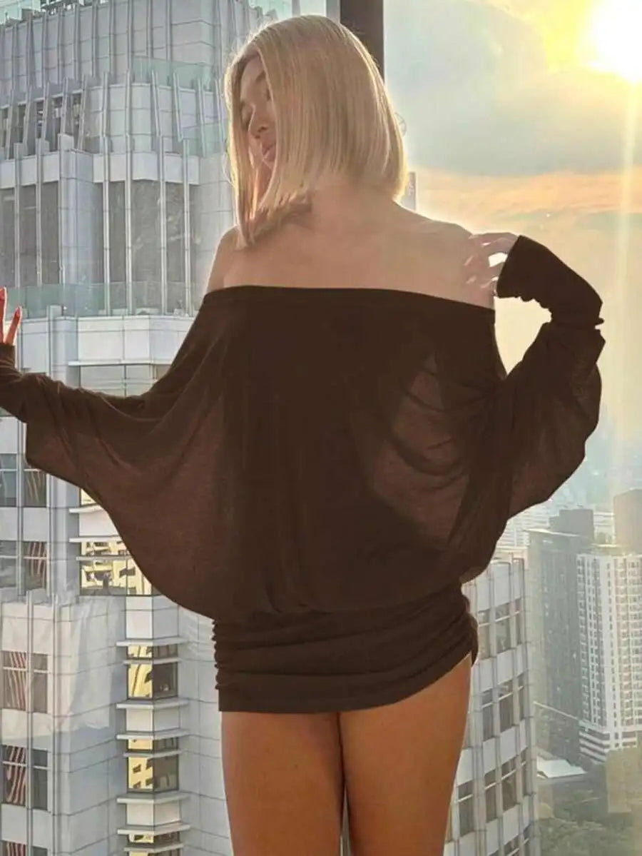 Off Shoulder Ruched Mini Dress For Vacation Beach