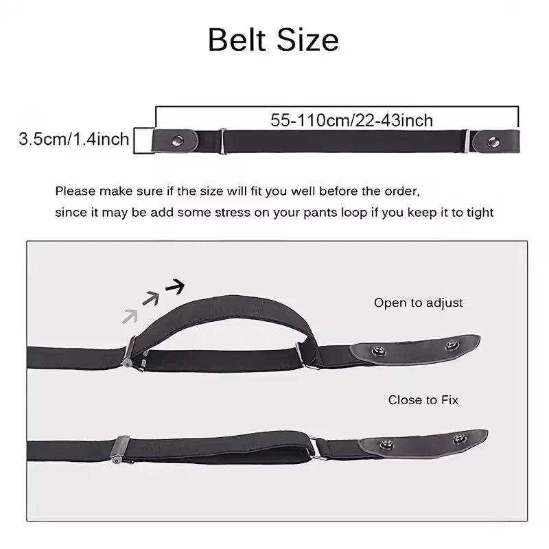 2pcs set No Buckle Elastic Belt, Adjustable Invisible Belts