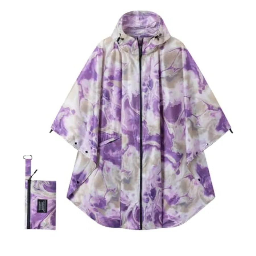 Hooded Rain Ponchos for Adult - Rain Coat and Rain Jacket with Waterproof Pocket and Zipper