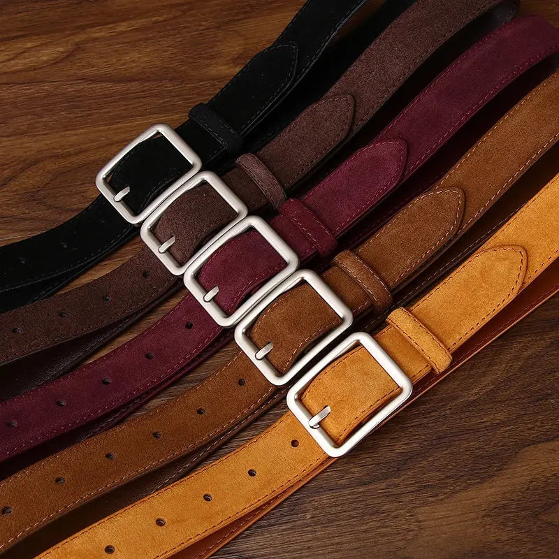Fashion Women Suede Belt with Silver Square Buckle Leather Waist Accessory for Jeans Pants And Dress