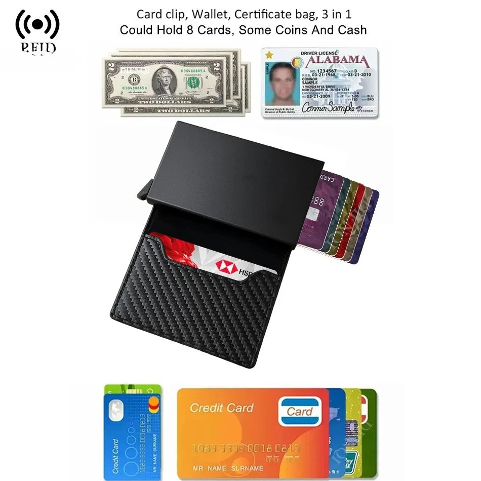 Carbon Fiber RFID Card Holder Airtag Wallet Tracker