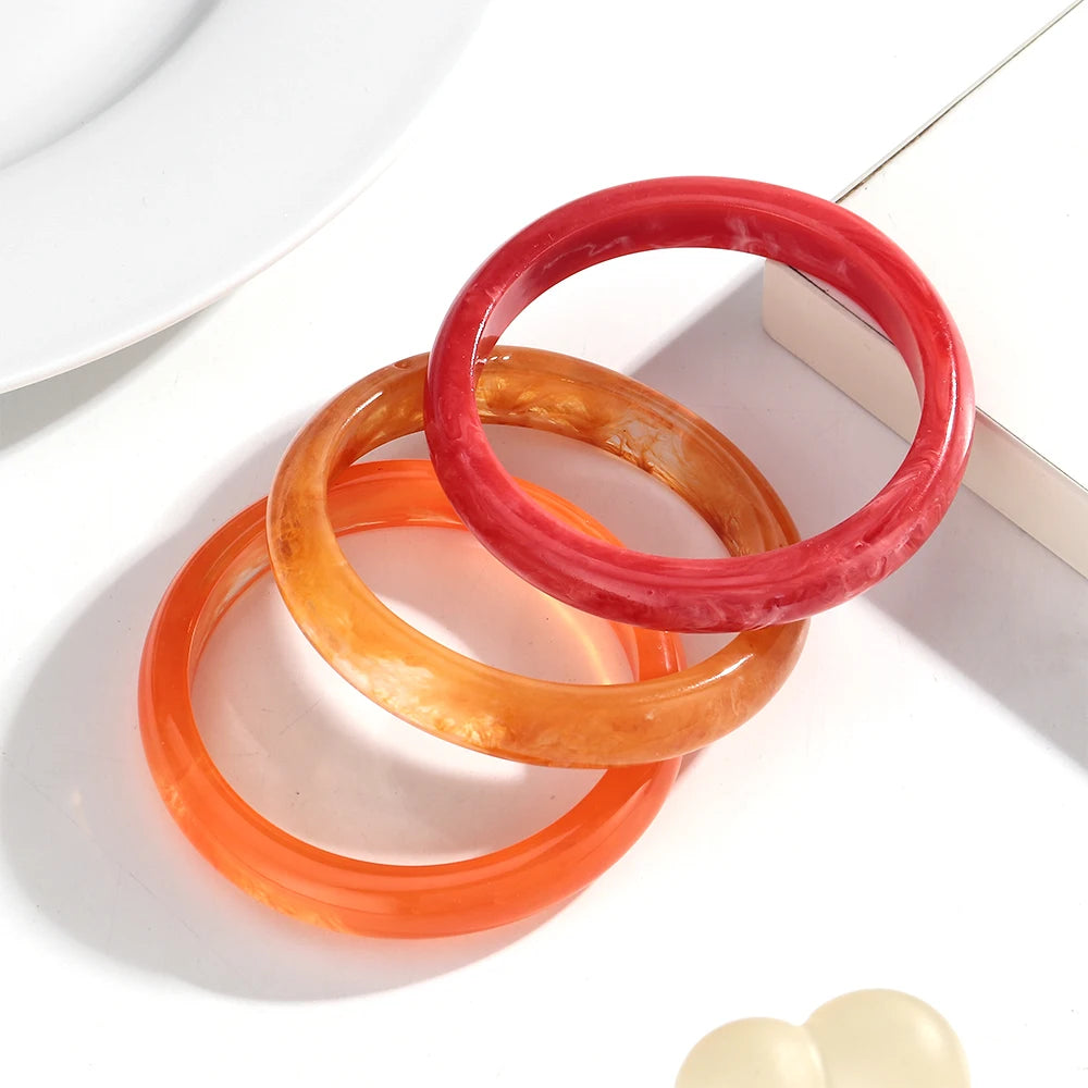 3pcs New Vintage Resin Acrylic Bangle Set