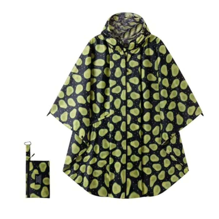 Hooded Rain Ponchos for Adult - Rain Coat and Rain Jacket with Waterproof Pocket and Zipper